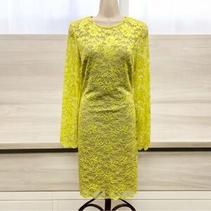 Belle Badgley Mischka Lace Mini Dresses in Bright Yellow‎ Size 4
